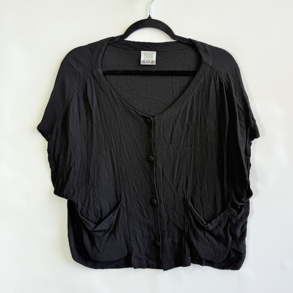 Dare 2 Wear Taboo‎ Hawaii Top Women One Size Black Rayon Crop Beach Flowy Casual